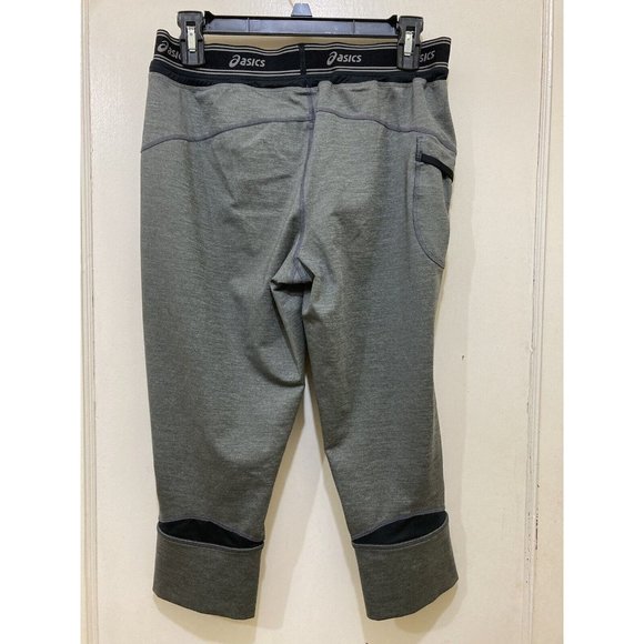ASICS Athletic Pants Size L Gray Black Running Workout Yoga Logo‎ Elastic Waist - Picture 5 of 9